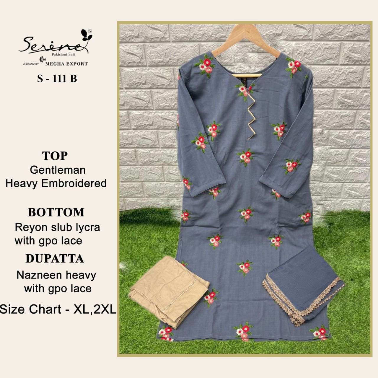 serene s-111 a to d heavy embroidered suit 