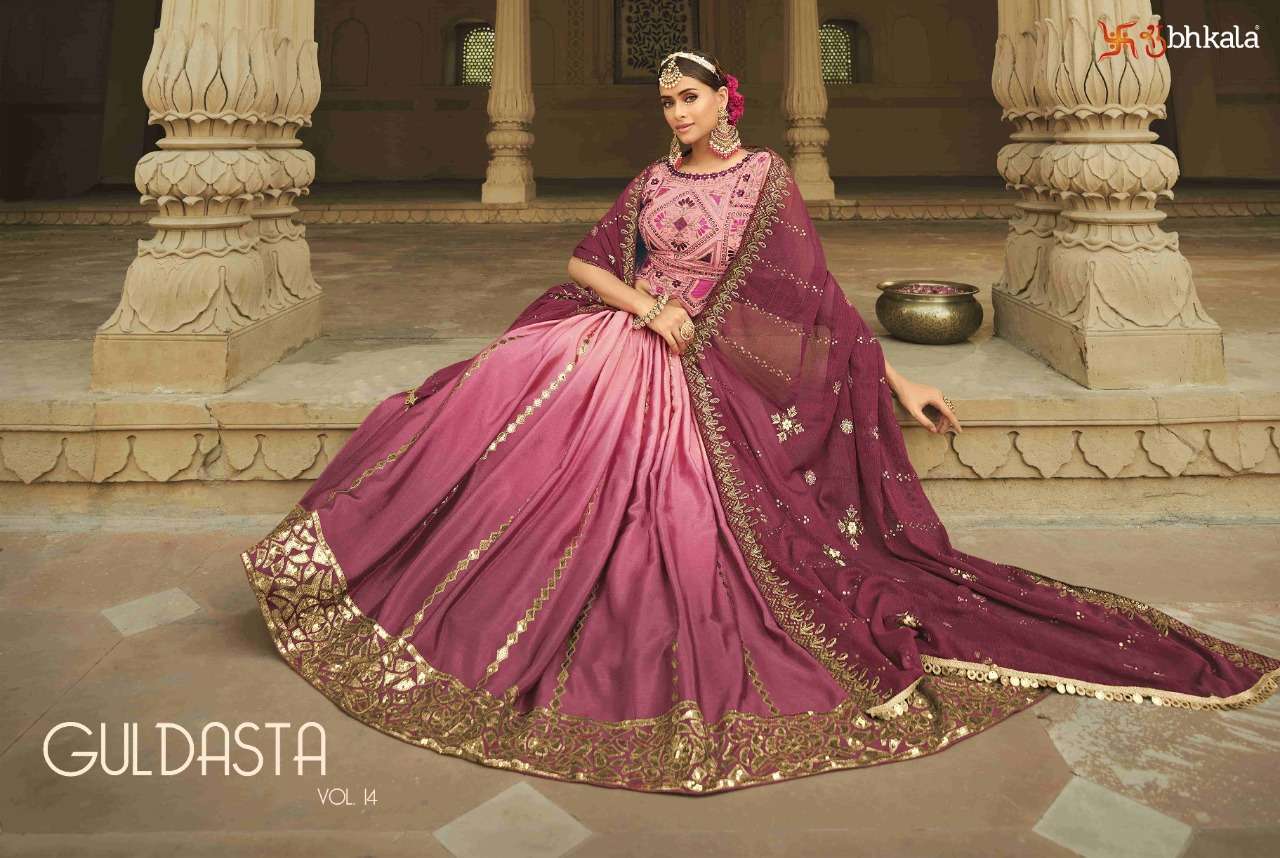 shubhkala guldasta vol 14 series 2161-2168 silk lehenga 
