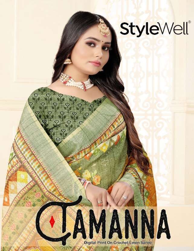 stylewell tamanna series 1071-1077 linen saree 