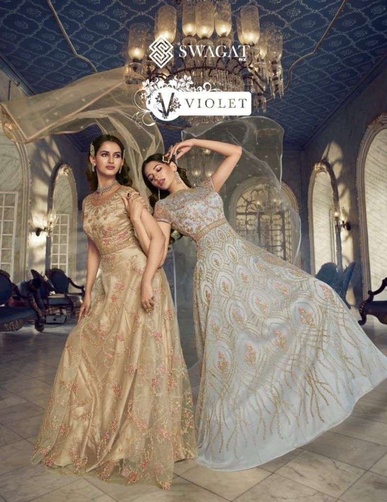 swagat violet series 5401-5408 butterfly net suit 