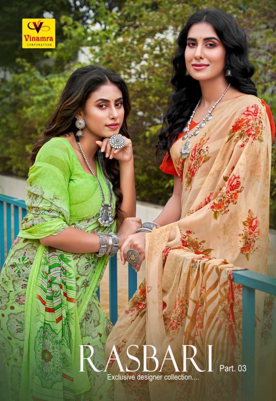 vinamra rasbari vol 3 series 15-22 patta synthetic saree 