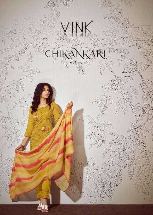 vink chikankari vol 3 series 1701-1706 pure cotton readymade suit 