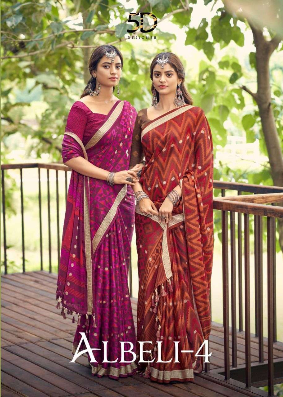 5d designer albeli vol 4 series 12021-12024 soft silk saree