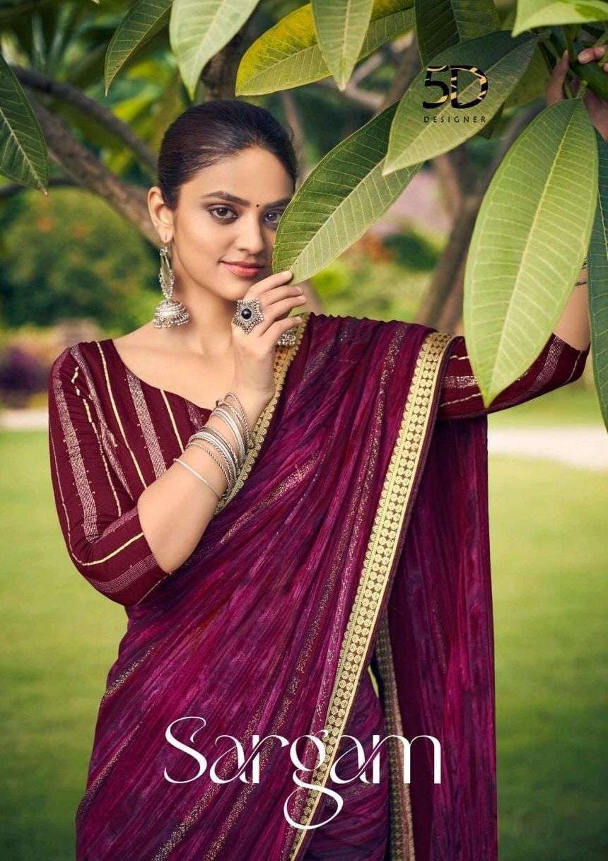 5d sargam series 12011-12018 georgette viscose jacquard saree