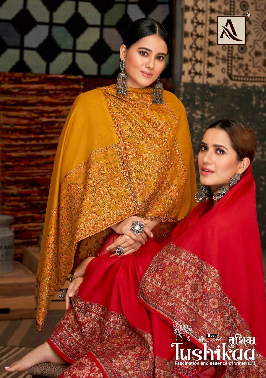 alok tushikaa series 1071001-1071006 pure pashmina suit 
