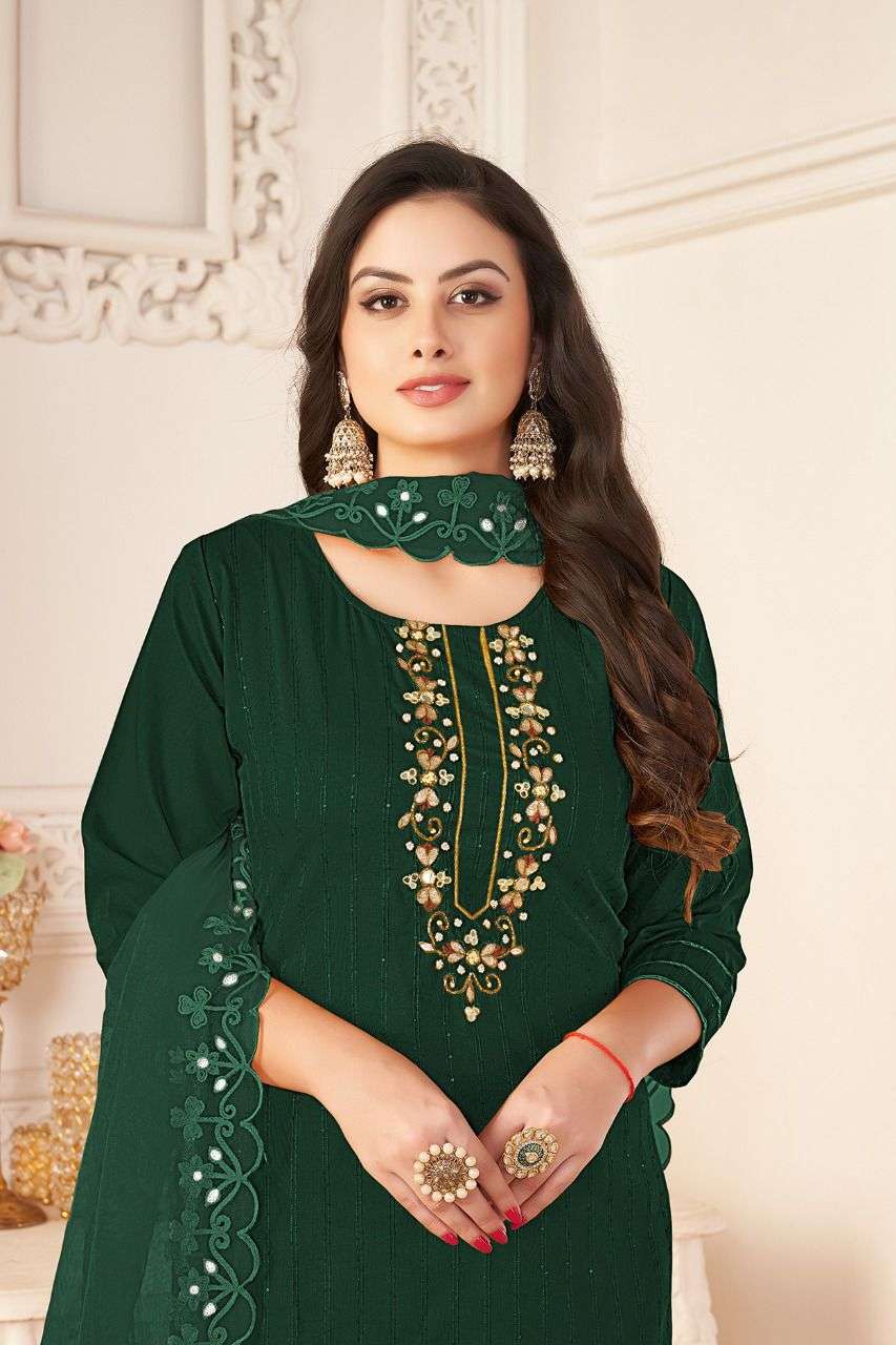 arohi vol 1 designer chinon silk suit 