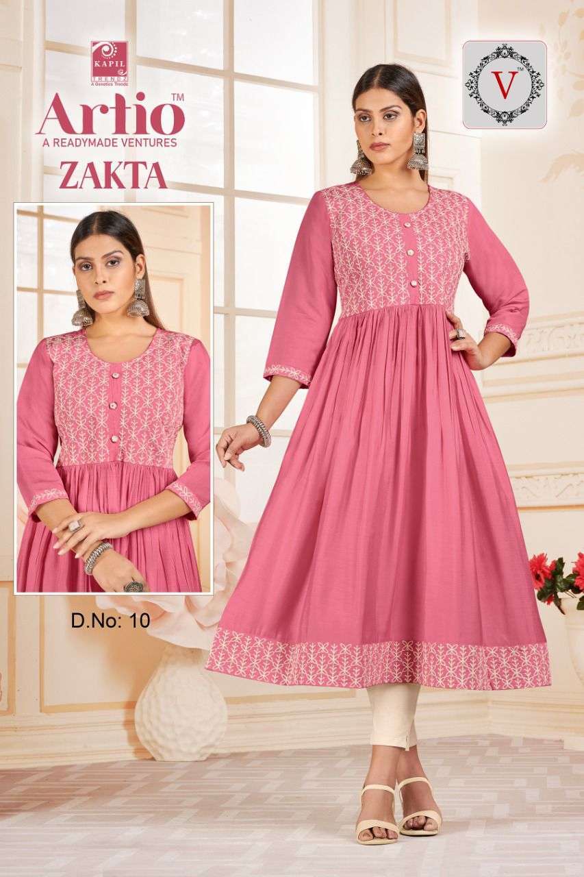 artio zatka series 01-10 pure viscose silk kurti 