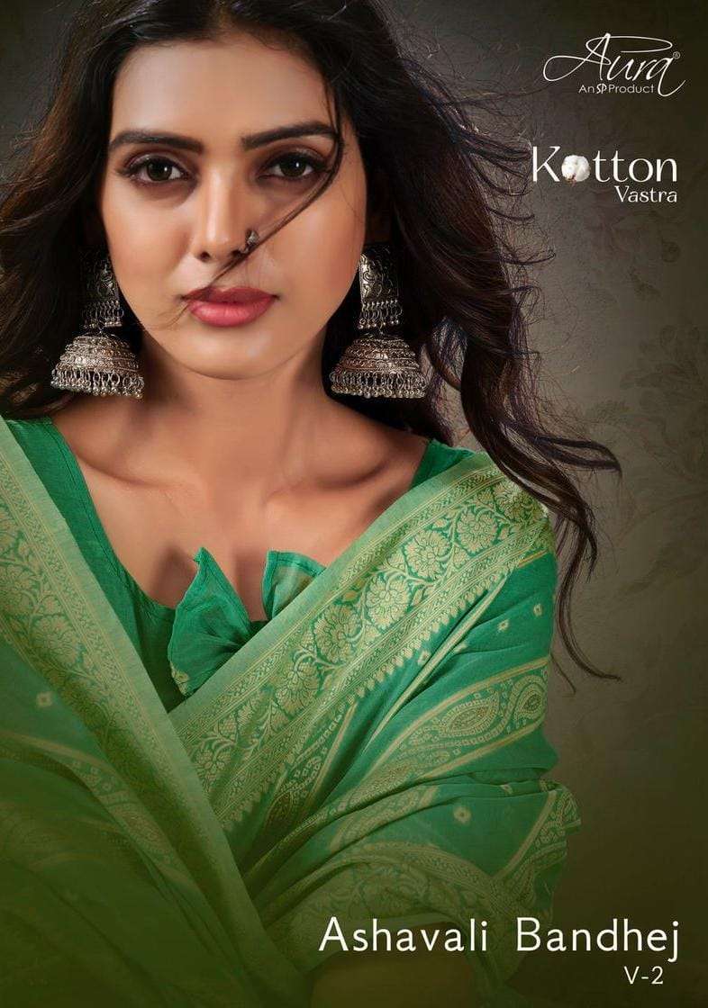 aura ashavali bandhej vol 4 series 39701-39706 cotton vastra saree