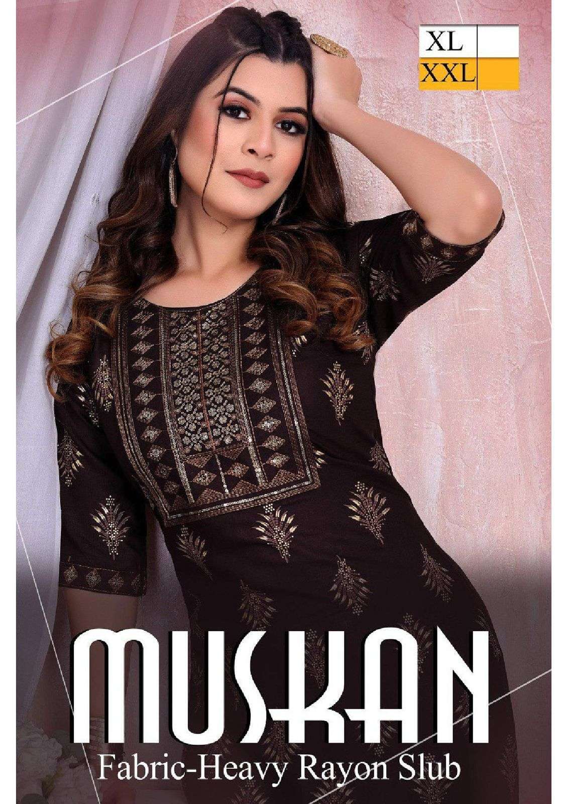 beauty girl muskan series 3001-3010 heavy rayon slub kurti 