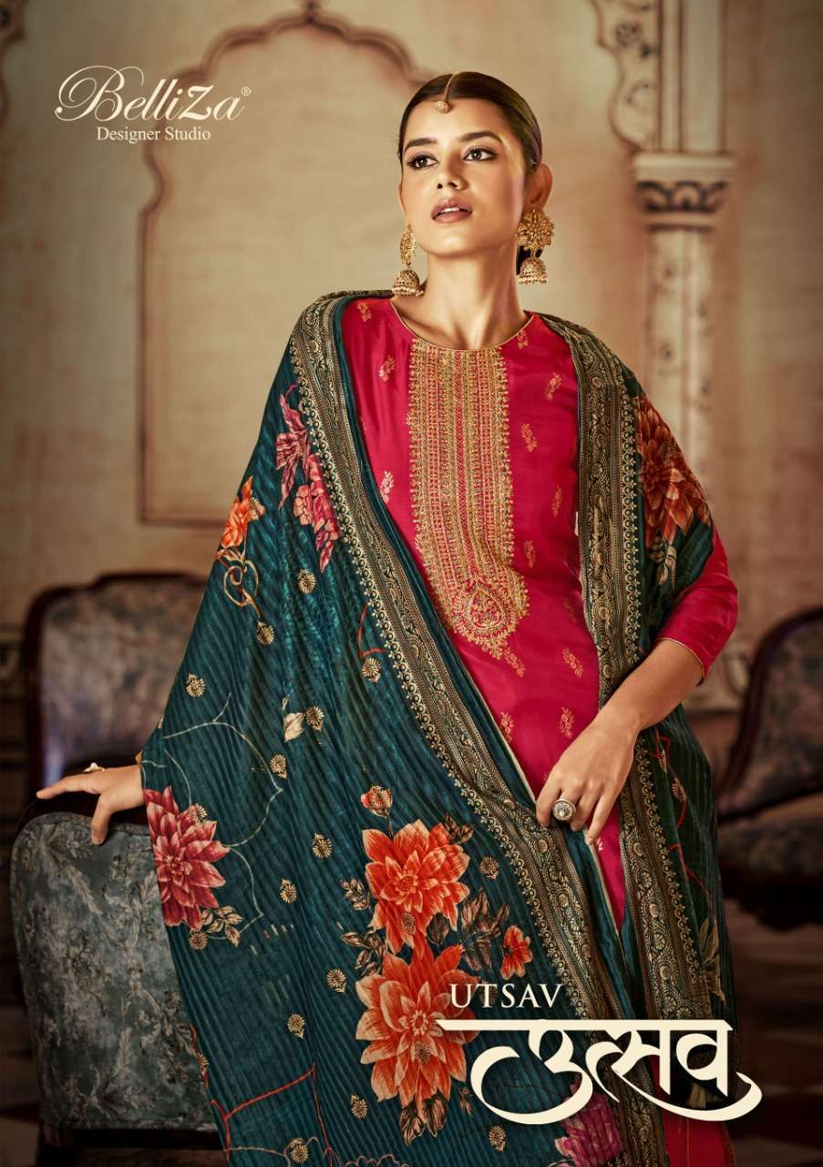 belliza utsav series 743001-743005 pure viscose suit 