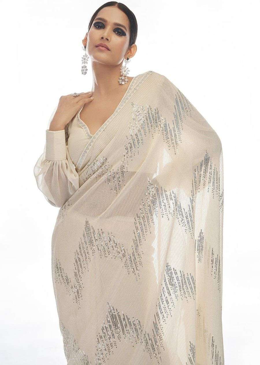 bt-16 designer 60 gram georgette with heavy 5mm sequence work saree 