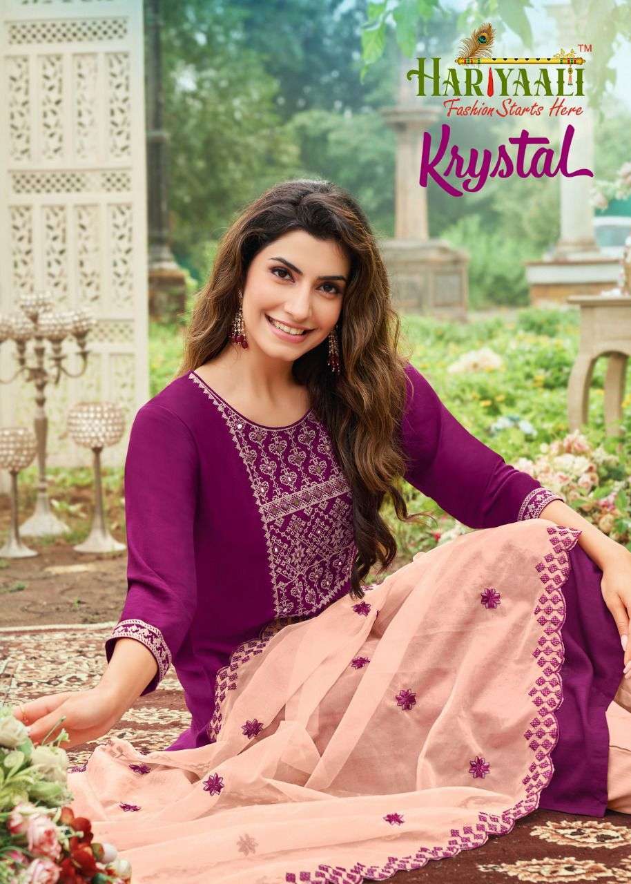 hariyaali krystal series 207-212 velvet silk readymade suit 