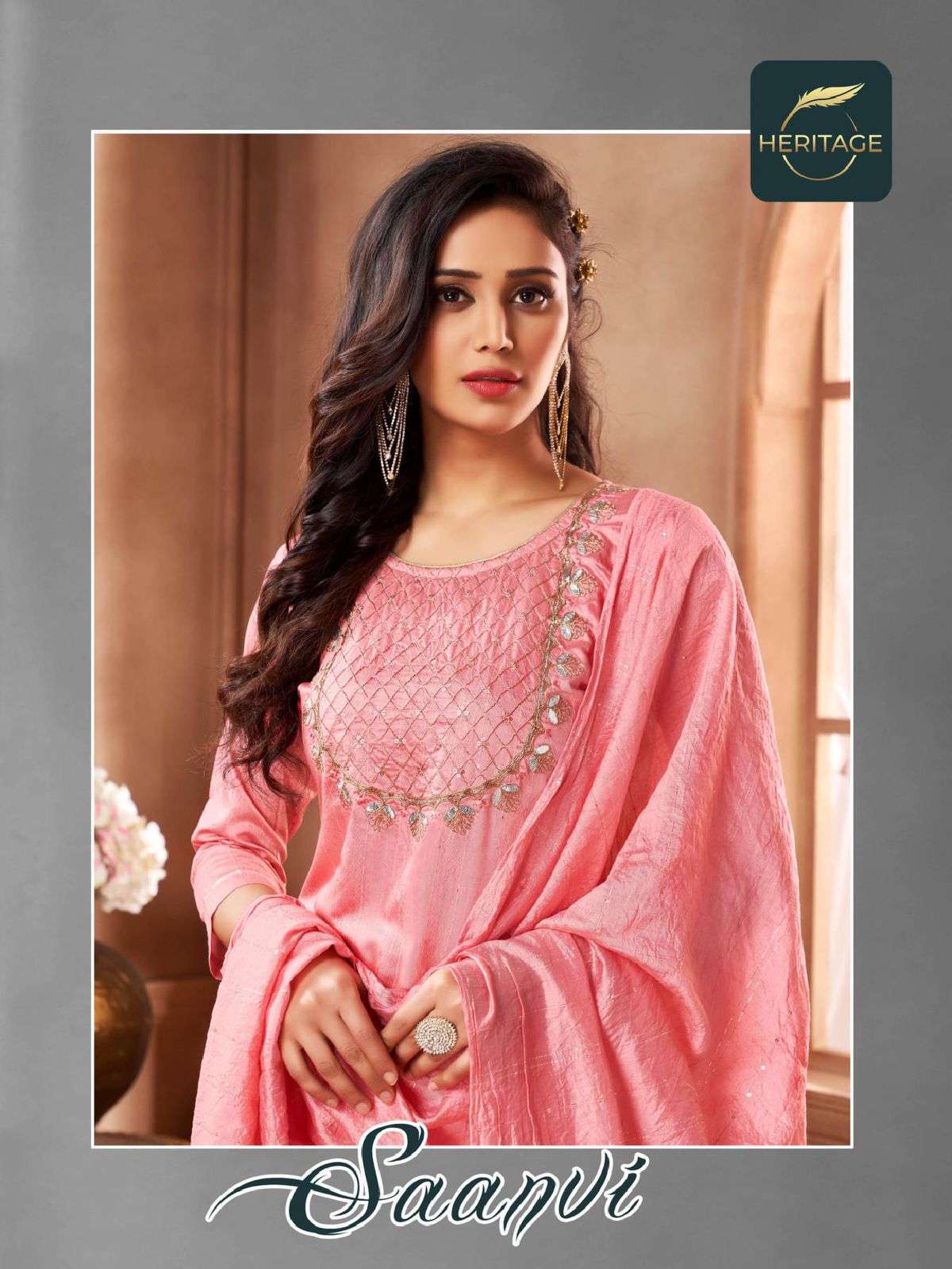 heritage saanvi series 001-005 heavy chanderi silk readymade suit