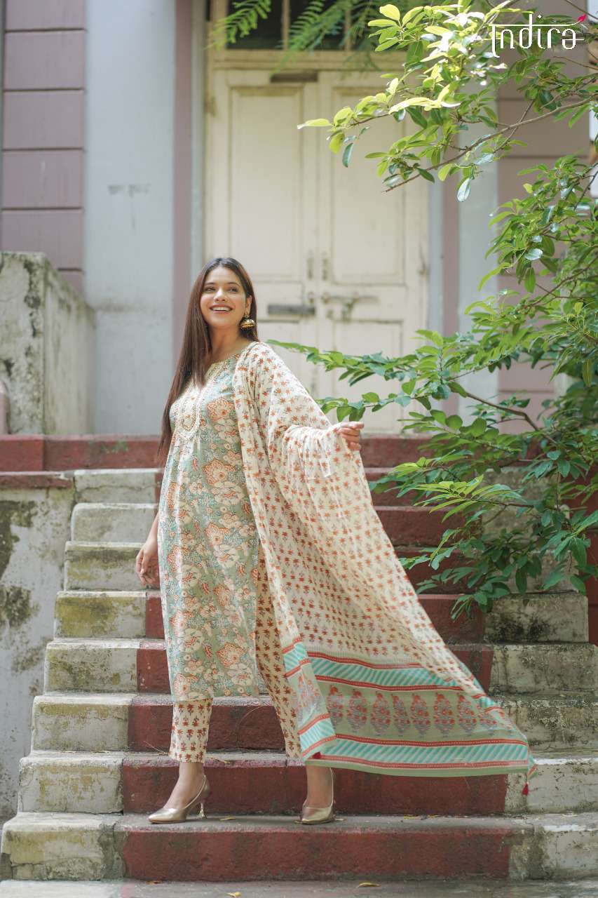 indira magic pure cambric cotton readymade suit 