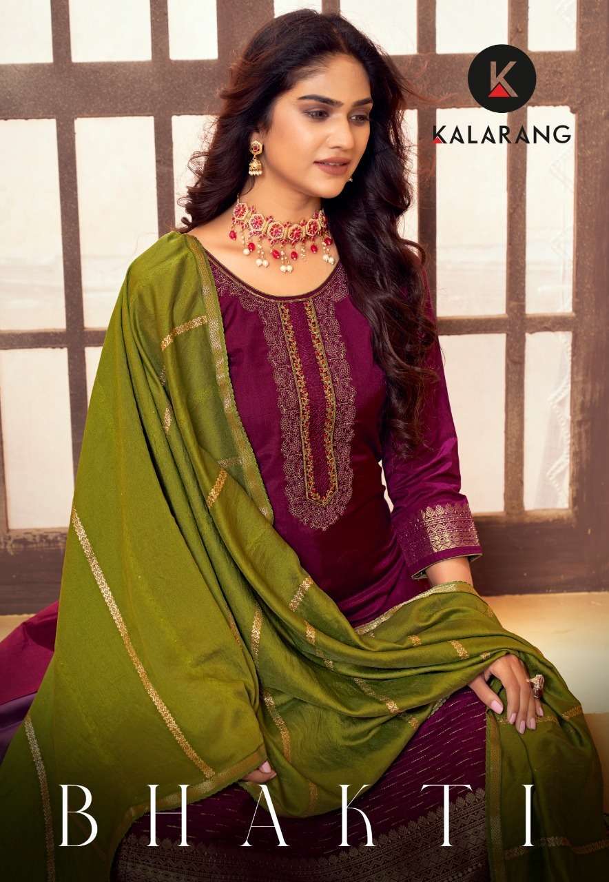 kalarang bhakti series 4641-4644 muslin dola jacquard suit 