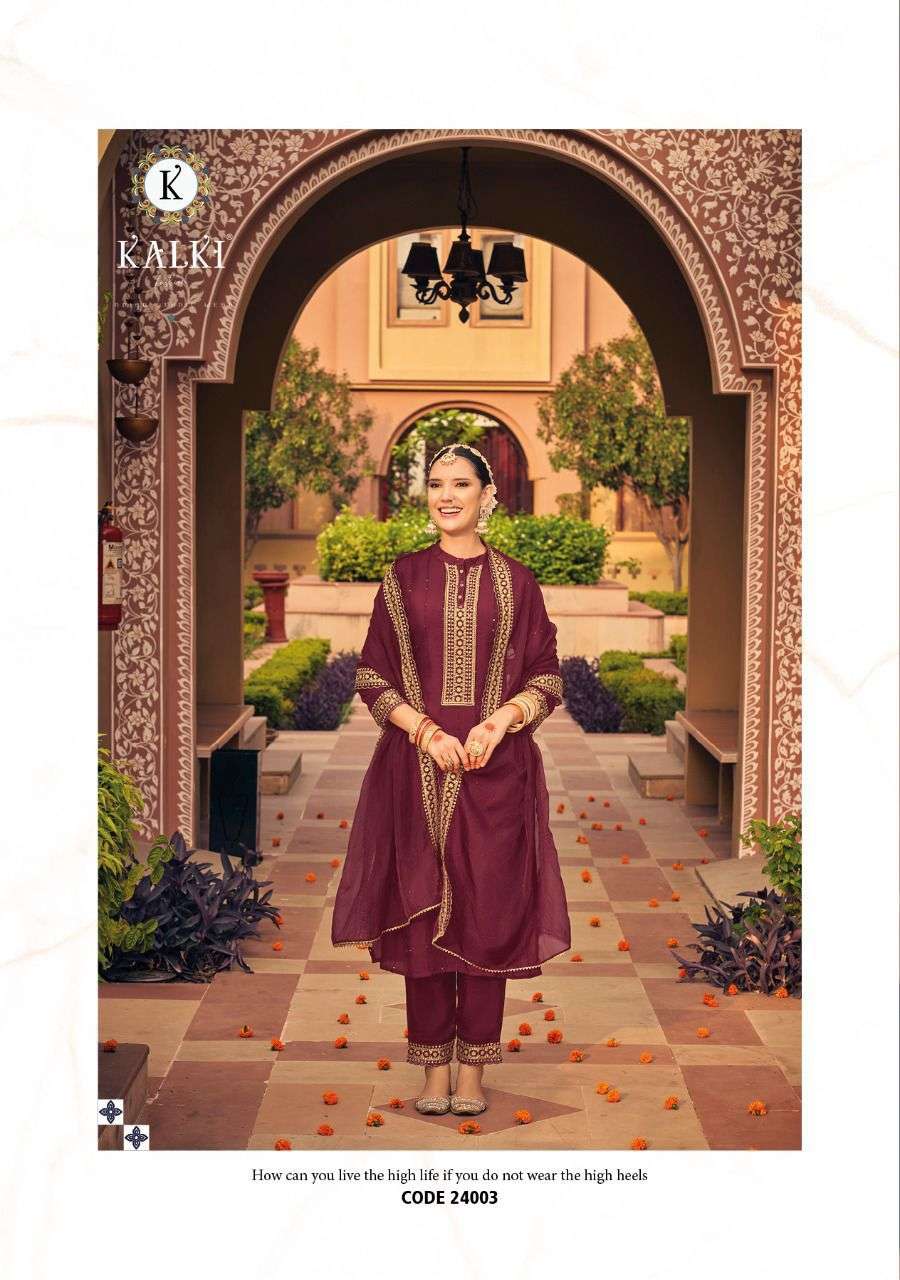 kalki fashion designer pure viscose silk readymade suit 