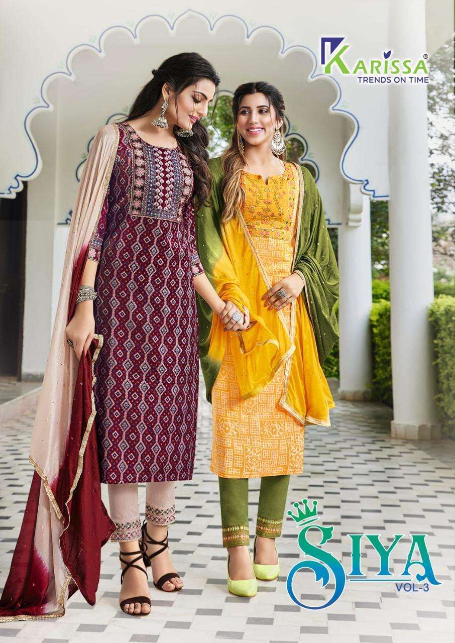 karissa siya vol 3 series 3001-3005 modal silk readymade suit 
