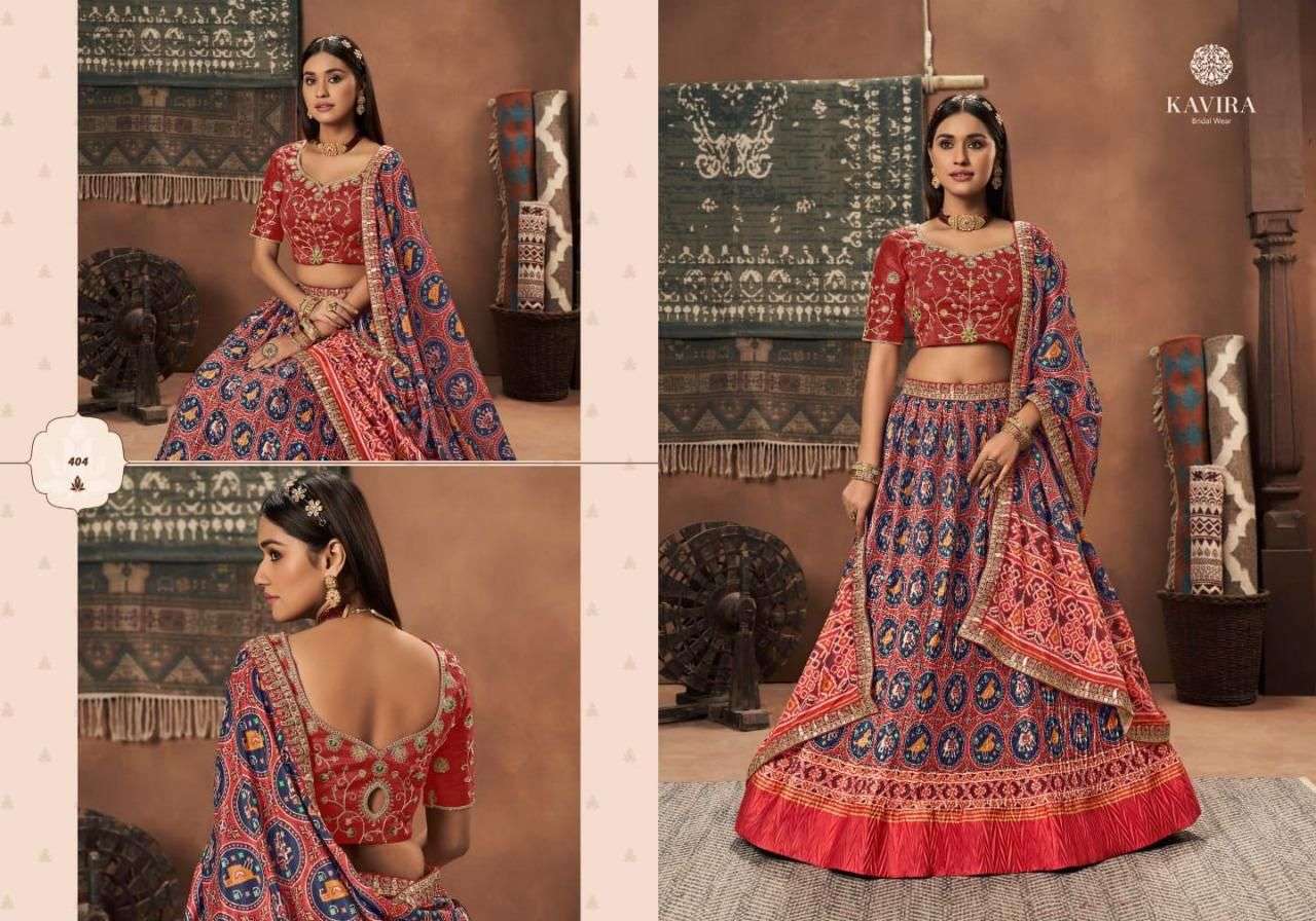 kavira rangat designer japan silk print lehenga 