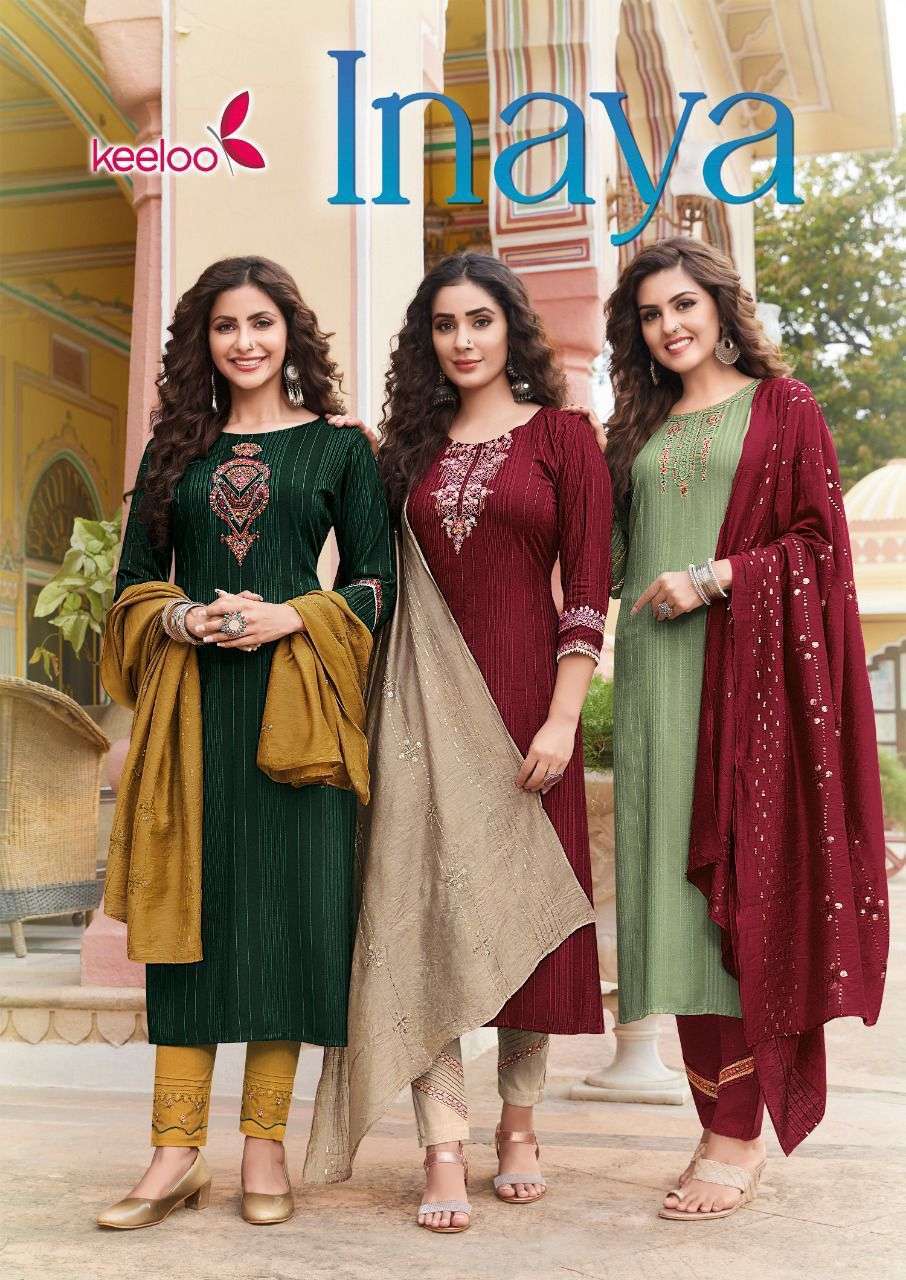 keeloo inaya vol 1 series 1001-1006 14 kg heavy rayon readymade suit 