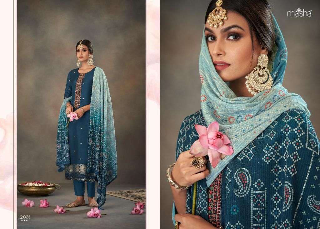 maisha gulnaz designer pure viscose dola jacquard suit 