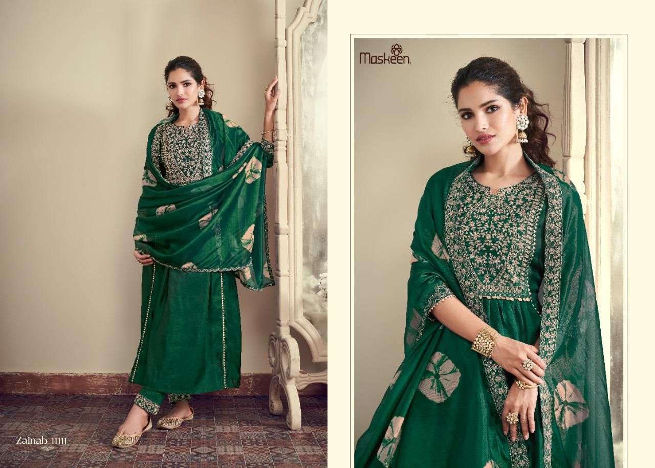 maskeenji zainab designer pure silk suit 