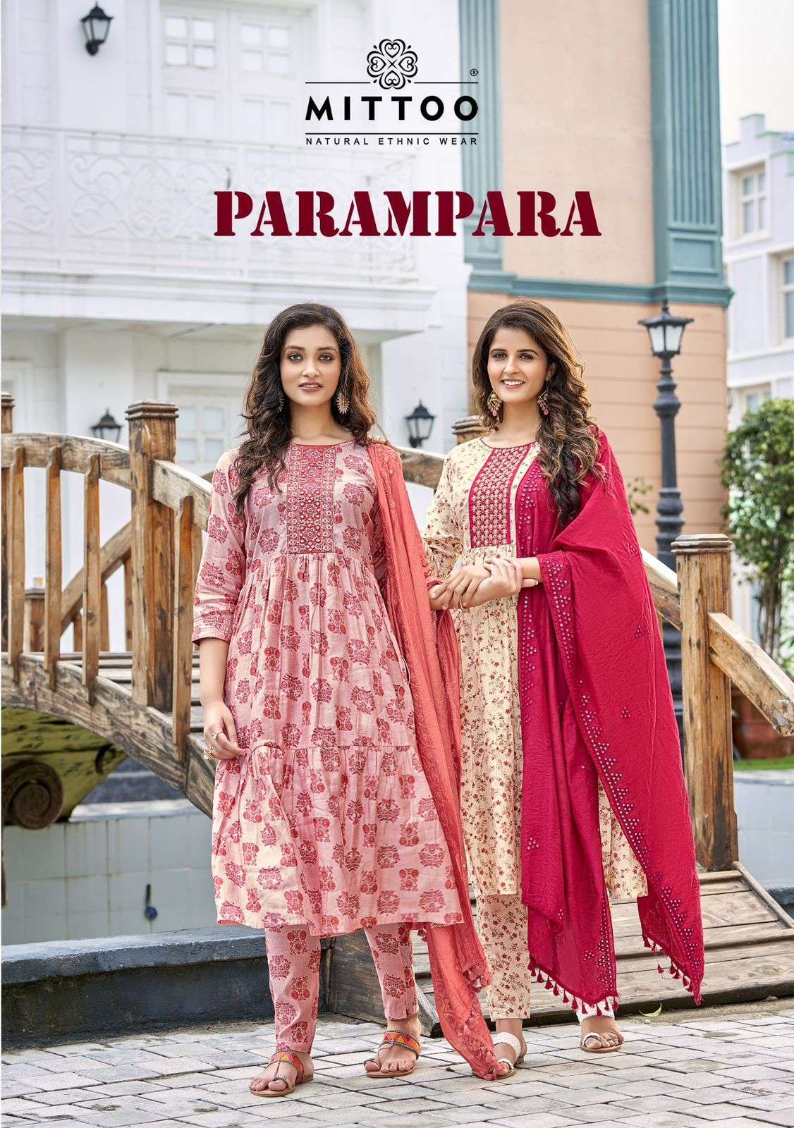 mittoo parampara series 3001-3004 chanderi viscose readymade suit 