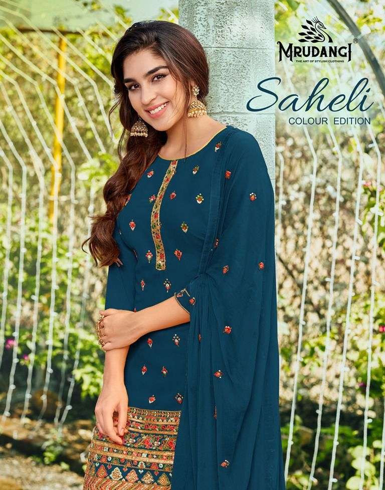 mrudangi saheli series 2026 heavy faux georgette suit 