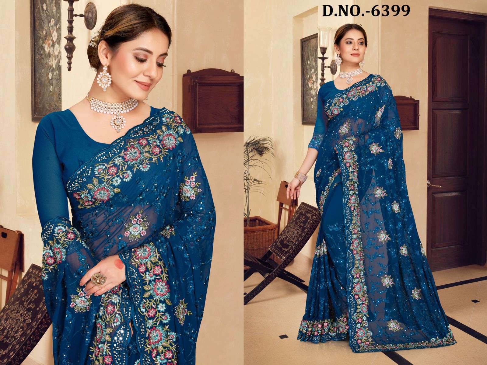 nari ethnicplus designer georgette saree 