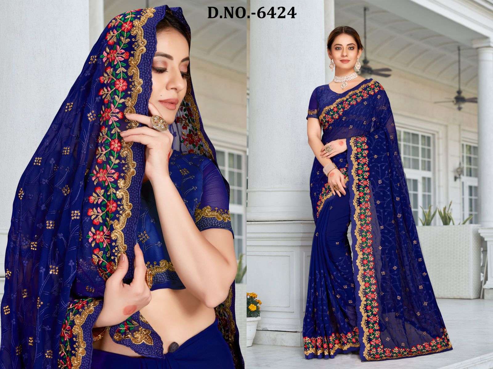 nari fashion inspire designer georgette saree
