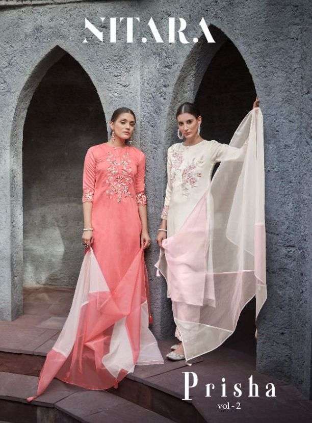 nitara prisha vol 2 series 7001-7006 pure chanderi slub readymade suit