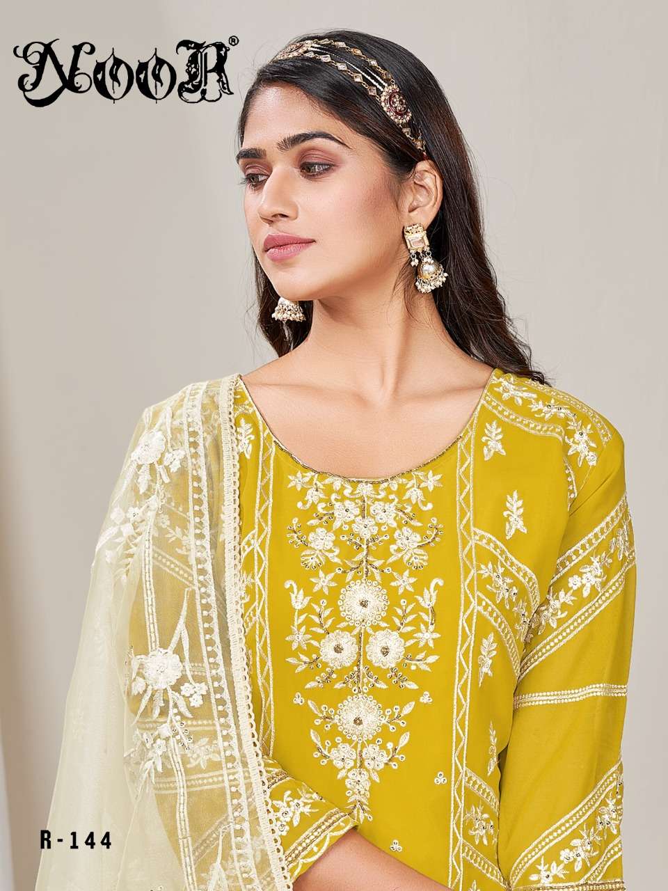 Noor D.no 1044 Fox Georgette Embroidery With Hand Work suit