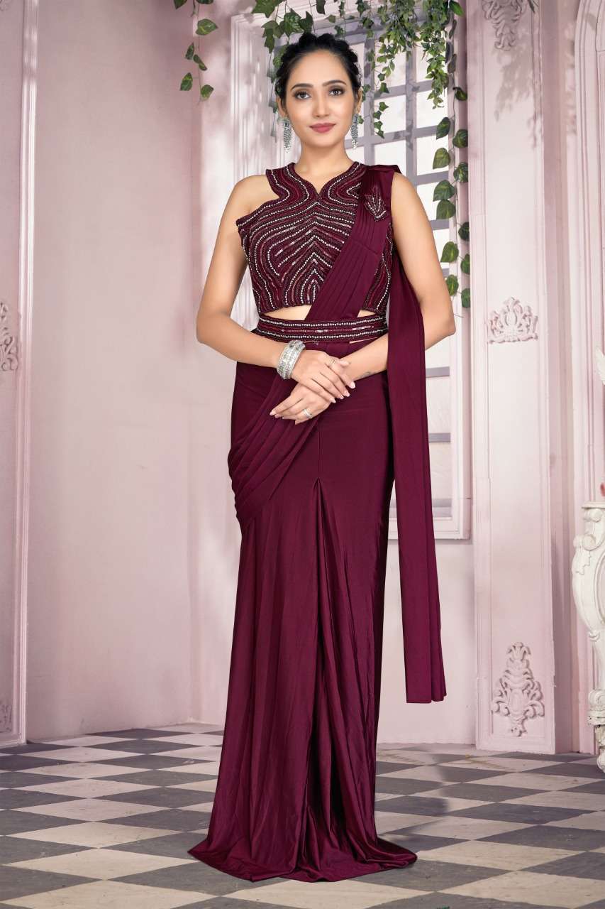 pr 1016024 design ready to wear saree with stitched blouse with belt