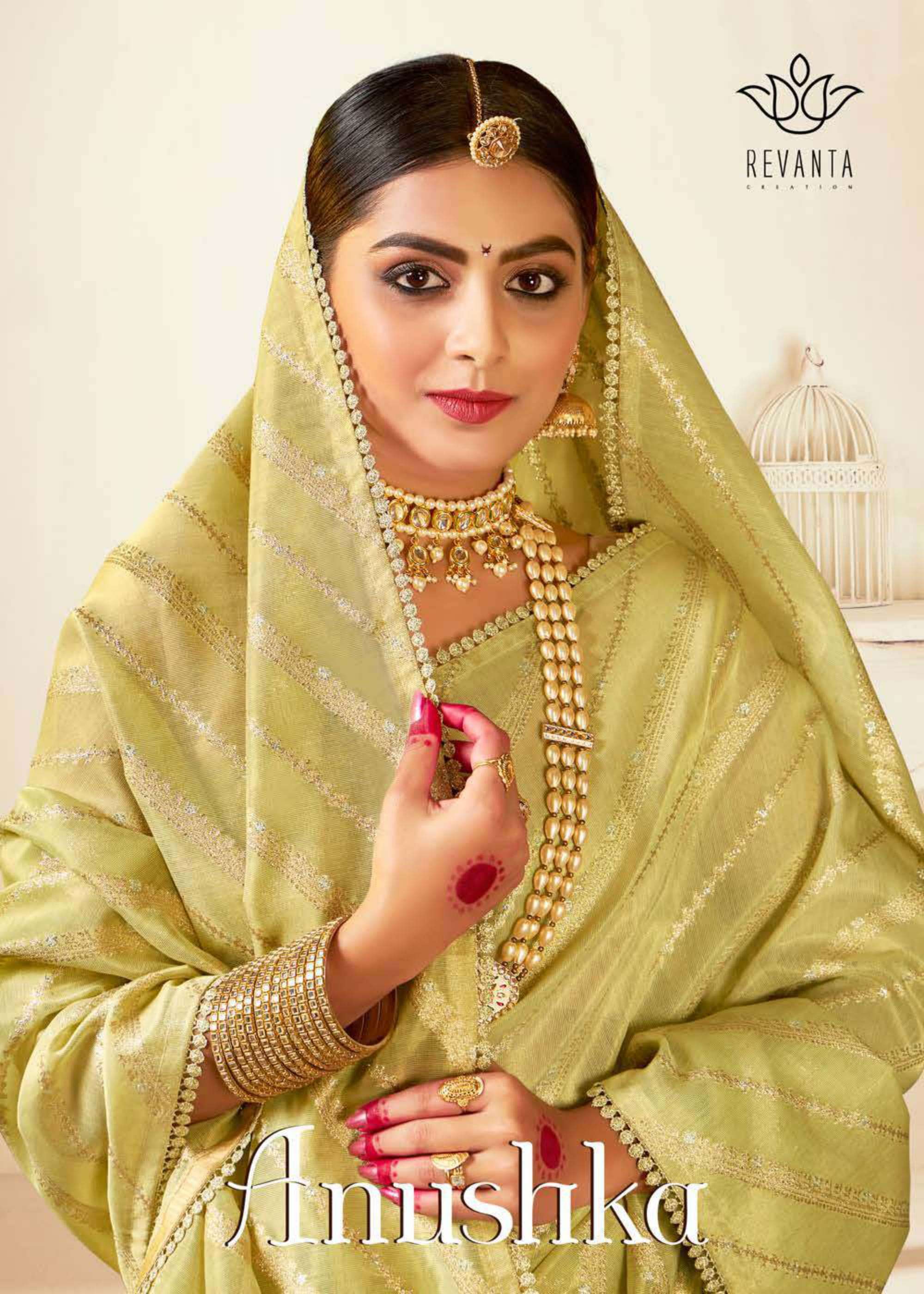 revanta creation anushka series 39001-39005 kora silk lehariya zari sarees