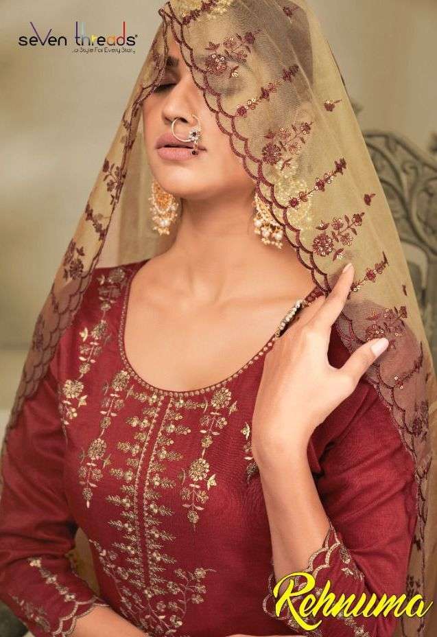 seven threads rehnuma series 9001-9007 bember slub silk readymade suit 