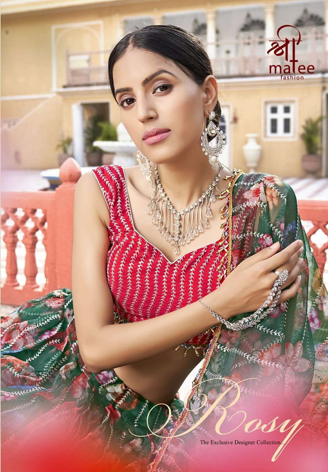 shree matee rosy series 162-164 heavy organza lehenga 