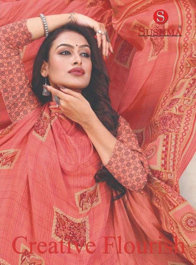 sushma creative flourish series 97001-97010 crape saree