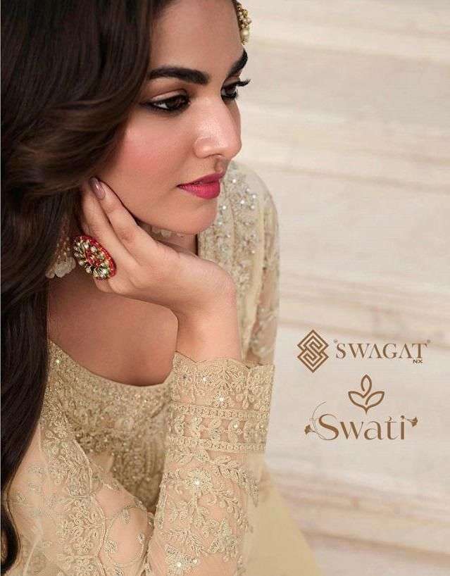 swagat swati series 3401-3407 designer butterfly net suit