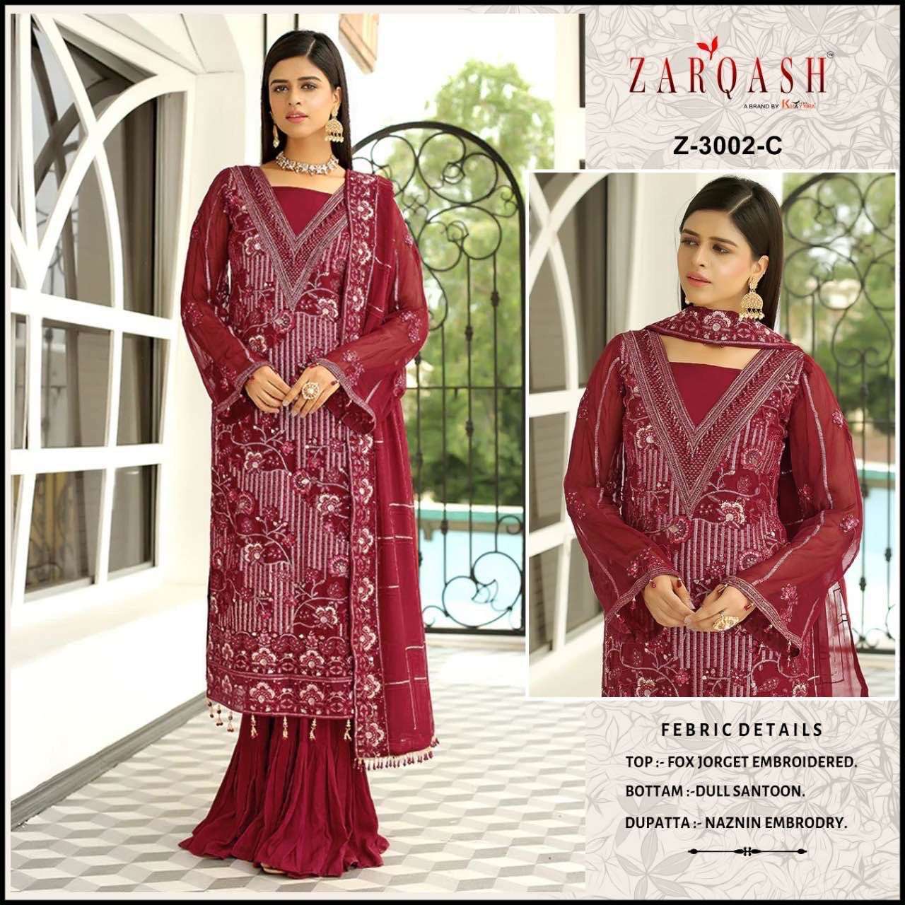 zarqash z-3002 designer georgette suit