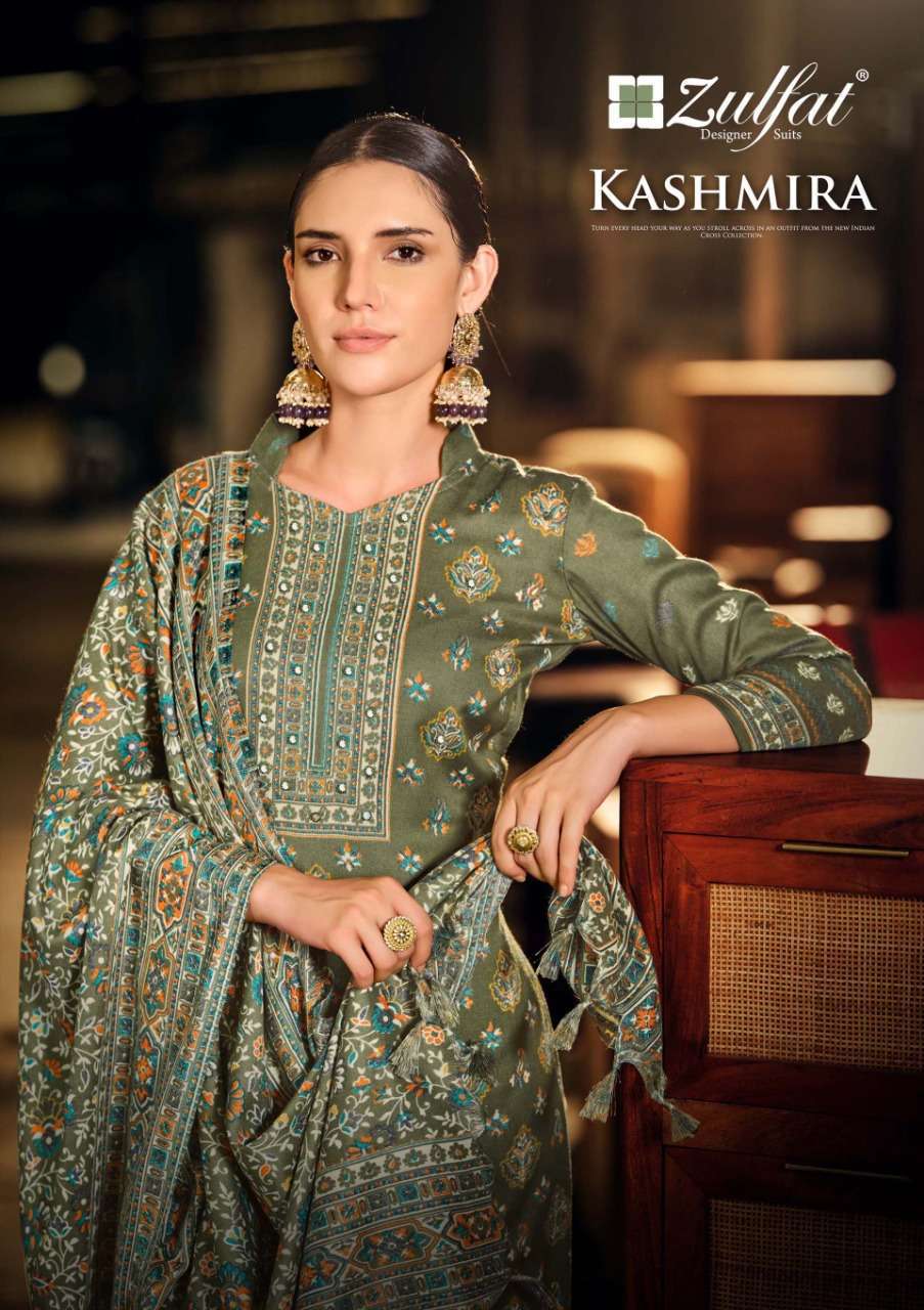 zulfat kashmira series 454001-454010 pure wool pashmina suit 