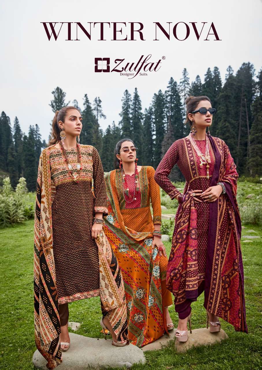 zulfat winter nova series 456001-456010 pure wool pashmina suit 