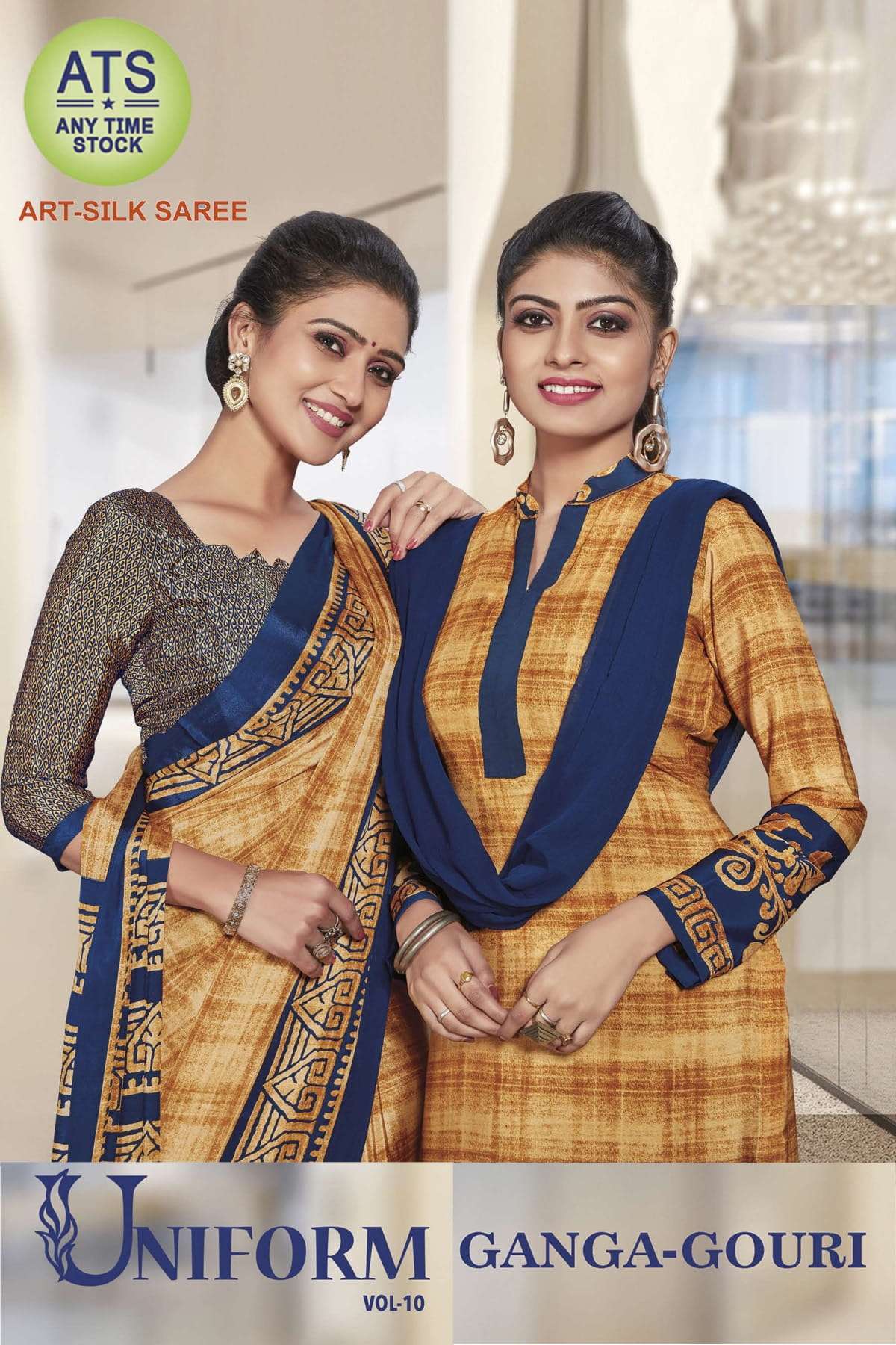 bansi ganga and gauri silk crepe uniform saree and uniform salwar kameez