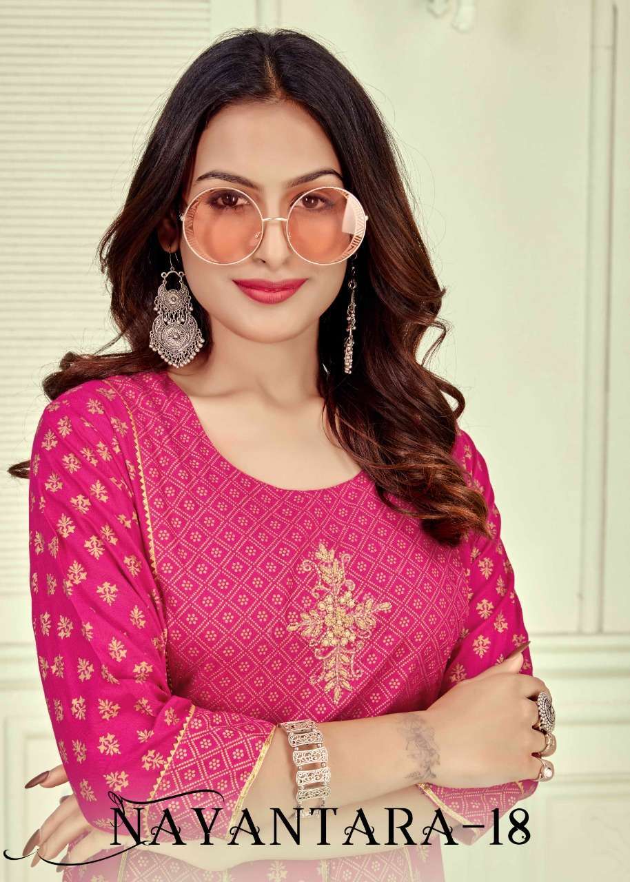 banwery nayanthara vol 18 series 1001-1005 14 kg rayon kurti 