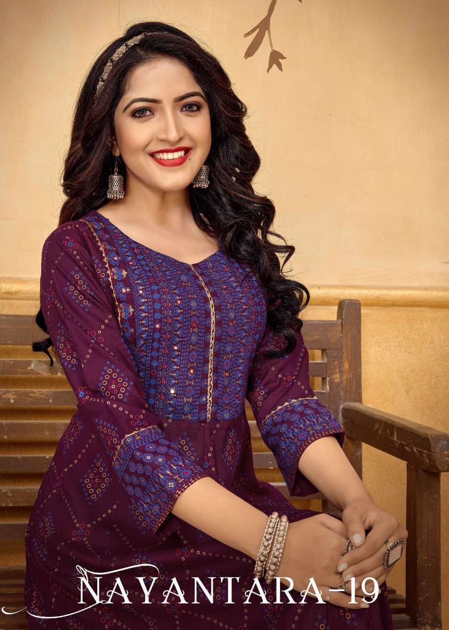 banwery nayanthara vol 19 series 1001-1004  14kg Rayon kurti