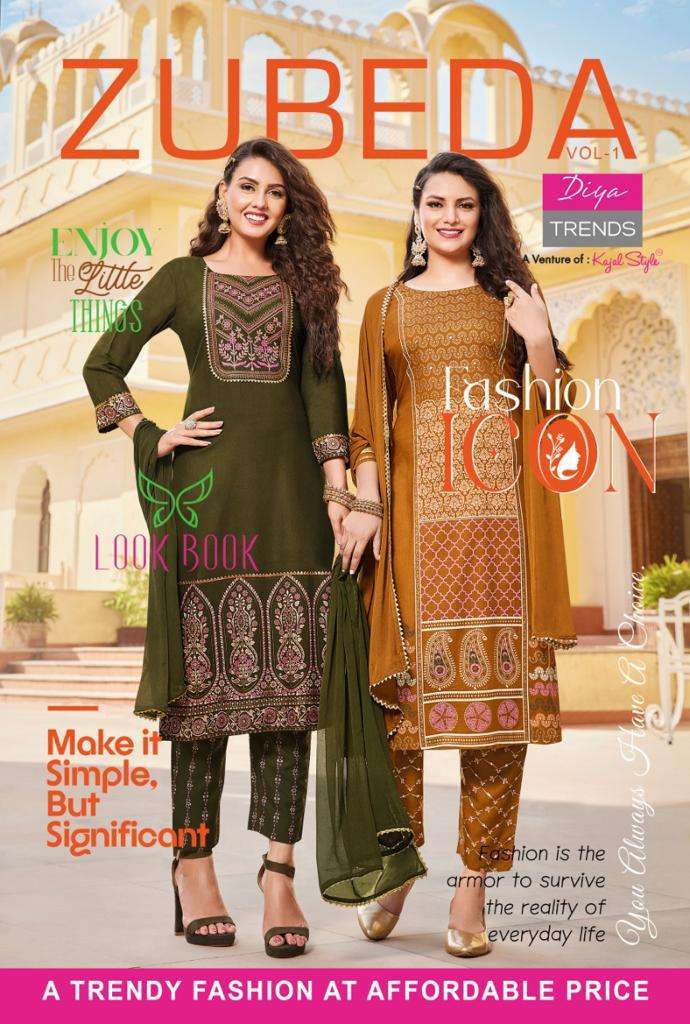 diya trends zubeda vol 1 series 1001-1010 rayon readymade suit 