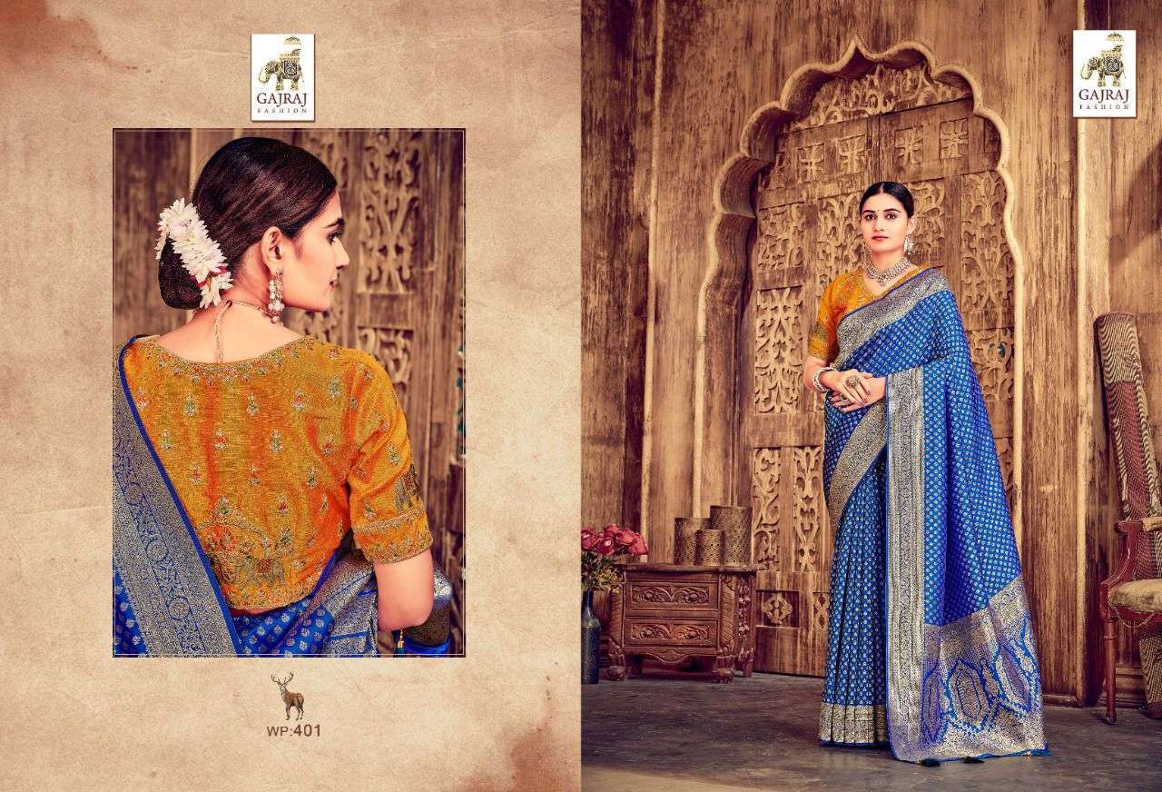 gajraj 401-410 series pure banarasi silk saree
