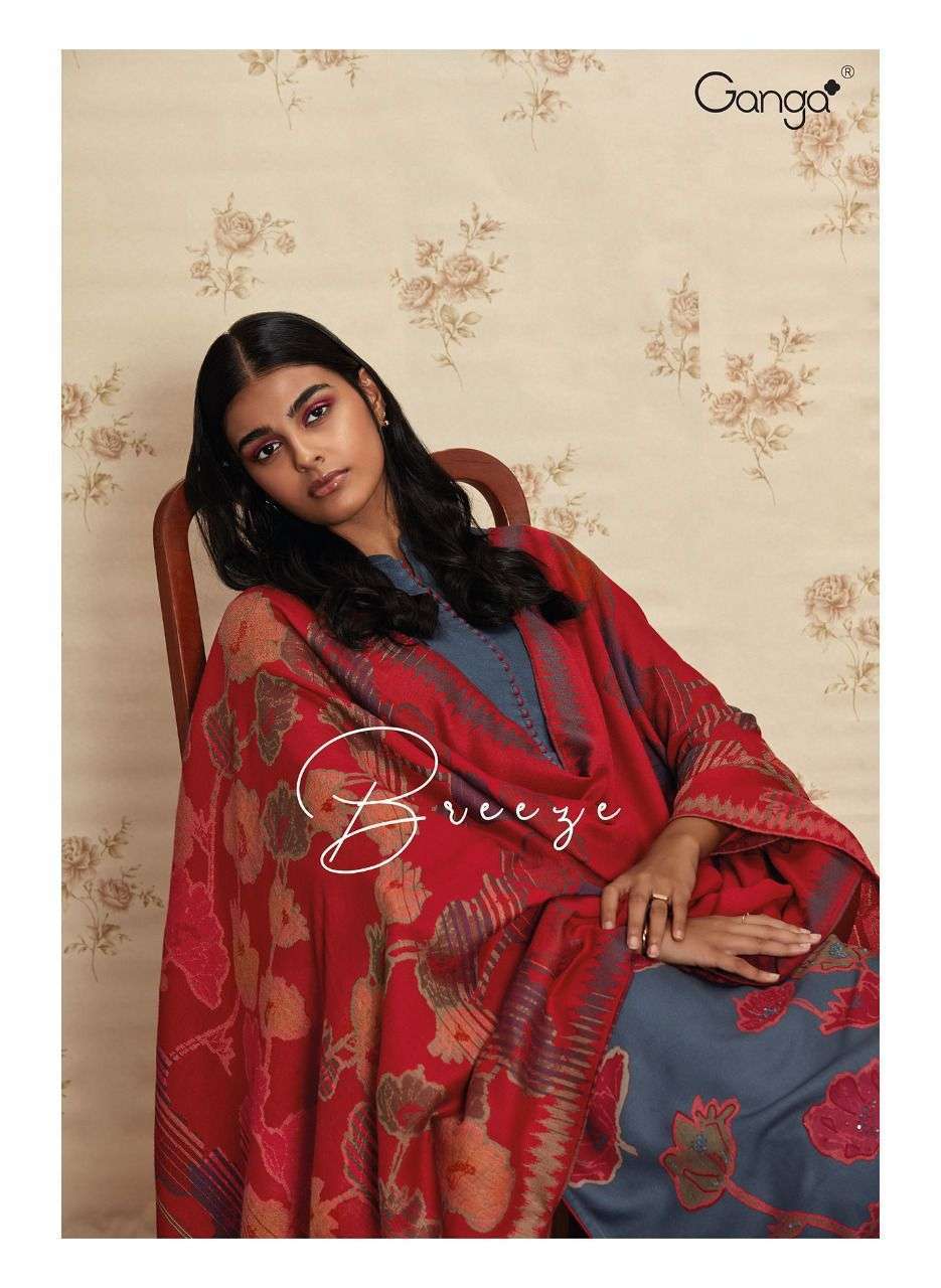 ganga breeze series 1241-1246 pure wool pashmina suit 