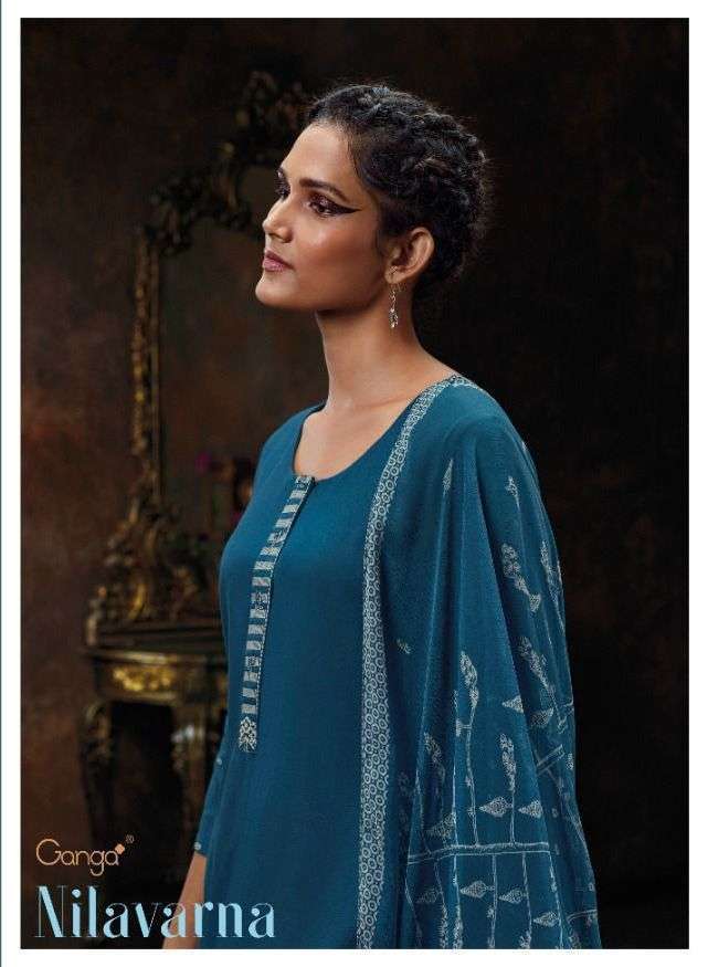 ganga nilavarna series 1265-1270 pure wool pashmina suit 