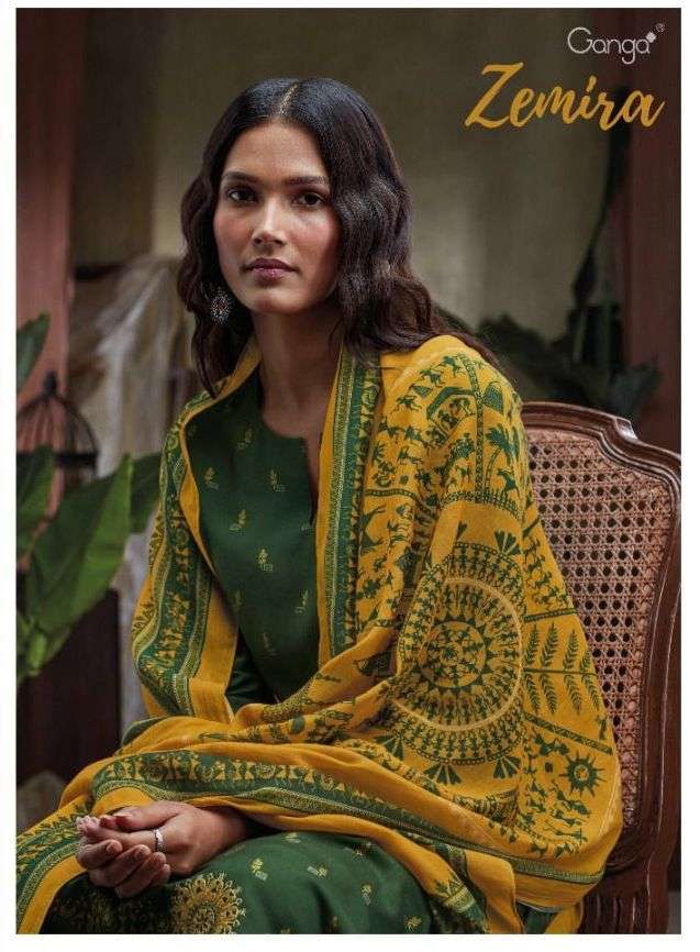 ganga zemira series 1277-1282 wool pashmina suit 