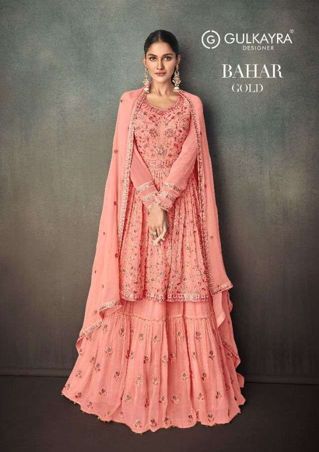 gulkayra bahar gold series 7127 real georgette suit 