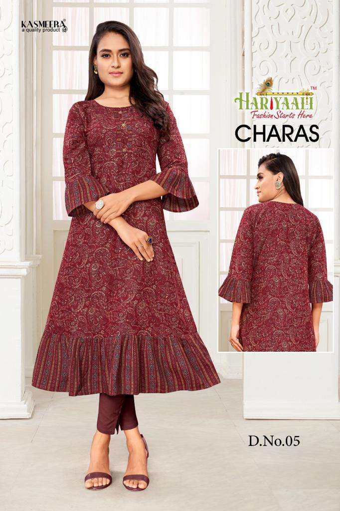 hariyaali charas series 01-12 capsule foil print kurti 
